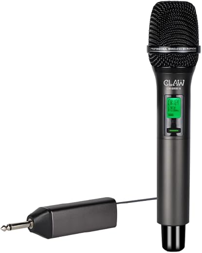CLAW CW-SR50H UHF Wireless Dynamic Microphone with Plug &amp; Play Receiver, LED Display, One-Tap Mute, 50m Long Range, Rechar...