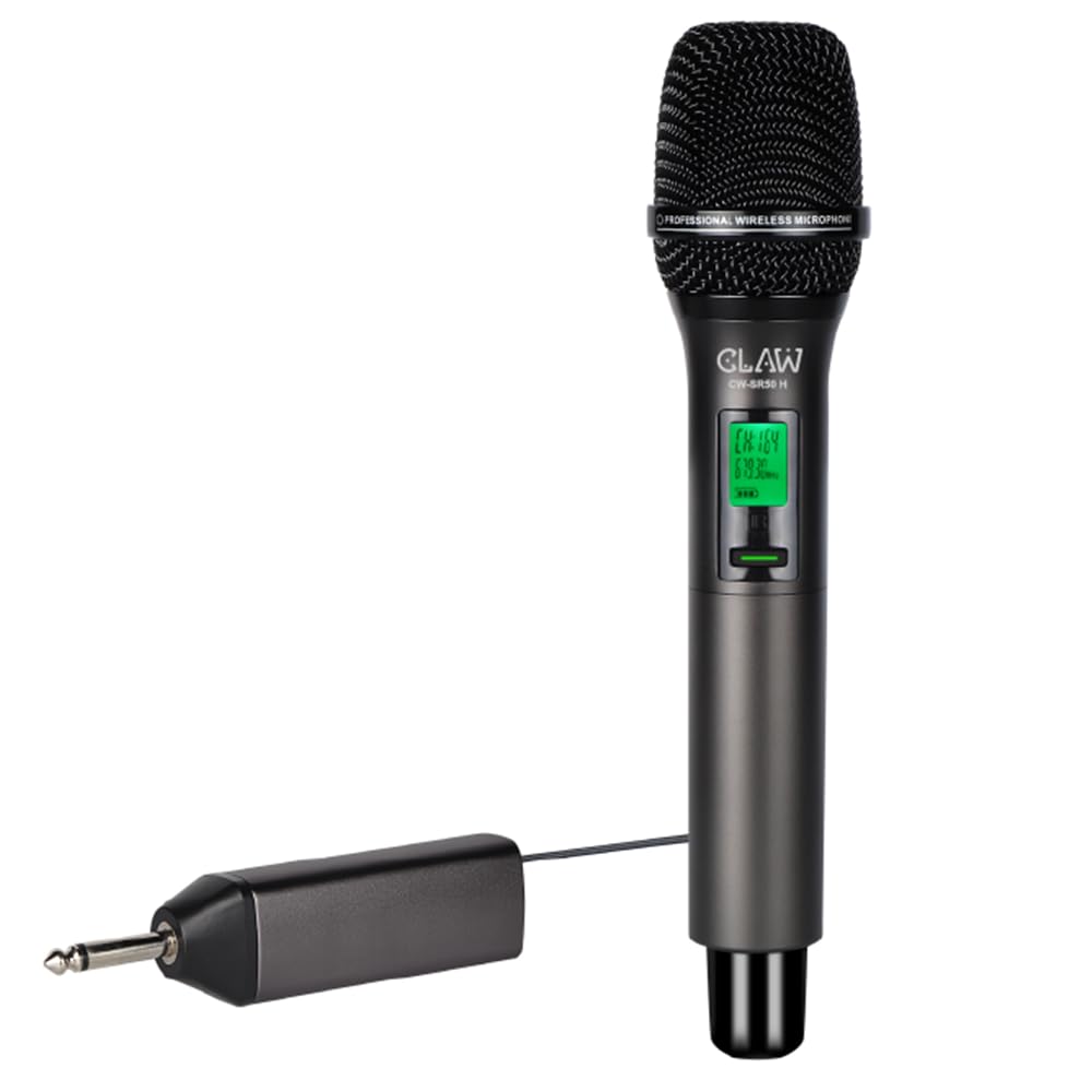 CLAW CW-SR50H UHF Wireless Dynamic Microphone with Plug & Play Receiver, LED Display, One-Tap Mute, 50m Long Range, Rechar...