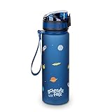 schmatzfatz Trinkflasche 0,5L, Sport Trinkflasche zum Wandern, Schule & Fitnessstudio, Geschmacksneutrale Wasserflasche Auslaufsicher, Trinkflasche mit Fruchteinsatz, Trinkflasche BPA-Frei, Navy