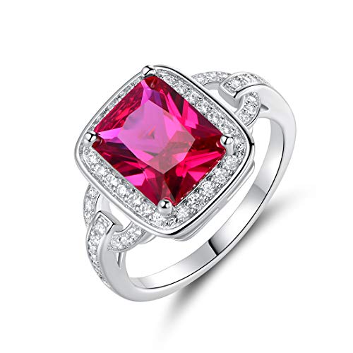 Barzel 18k White Gold/Rose Gold Plated Created Ruby Cubic Zirconia Statement Ring (Ruby, 7)