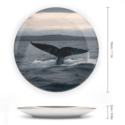Plato decorativo Humpback Whale Tail Bone China 7 pulgadas miniatura 2