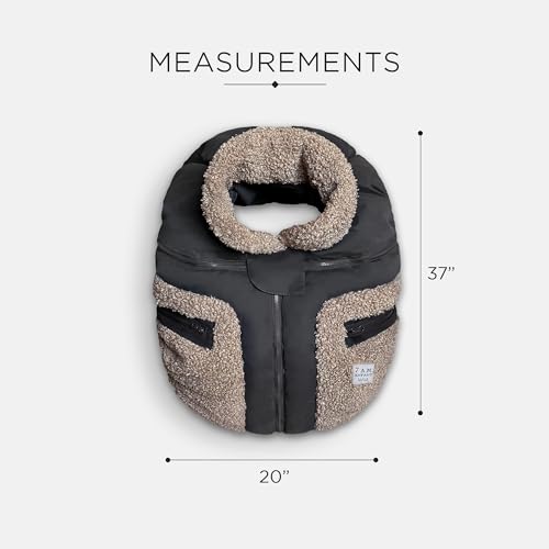 Image of 7AM Enfant Car Seat Covers - Cocoon Baby Cover for Boys & Girls, Rain & Snow Repellent, Breathable Windproof, Center Zipper, Universal Fit for Infant Car Seat (0-12M) (Applique Oatmeal)