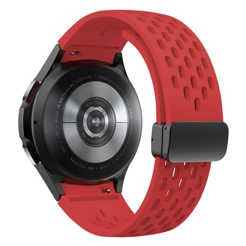Jazoxy Silicone Strap For Samsung Galaxy Watch 7 6 5 4 40mm 44mm 5Pro 45mm Band 6 Classic 43mm 47mm No Gaps Bracelet Watchbands(Red,Watch 5 Pro 45MM)