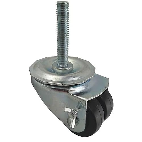 Dual Wheel Swivel Caster w/Brake, 2 in, 200 lb, Standards: ICWM, Mfr: 26Y504-A