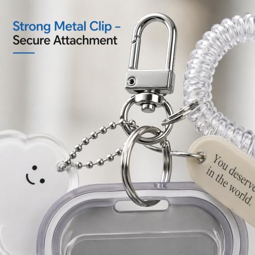 Image of Street27 Cloud Shape Photo Card Holder with Keychain Pendant | Transparent ID Badge Case with Wrist Strap | Silicone Protective Card Cover for Office, School & Travel (Grey)