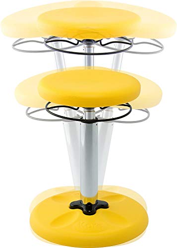 Image of Kore Kids Adjustable Wobble Stool, Ages 8-14, 16.5-24in Tall, Yellow | Flexible seating for classroom and home boosts focus, improves posture and channels energy; anti-tip base; Made in USA