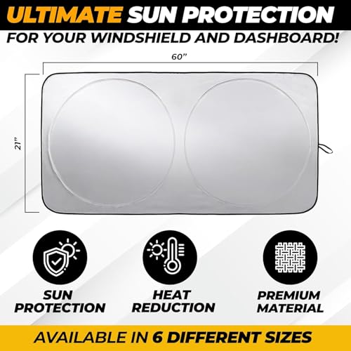 Image of Autovir Windshield Sun Shade for Jeep, 280T UV Sun Blocker, Visor Shield