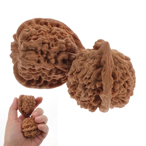 KICHOUSE Balones de Masaje de Mano de Nogal 2 Piezas 43 Mm Balones de Ejercicio de Mano Antiestrés para Masaje de Puntos de Acupuntura y Mejora Circulación Sanguínea