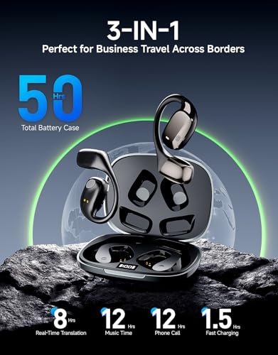 JOYHOOD Ai Translation Earbuds Real Time,144 Language Translator Earbuds,60H Playtime Audifonos Traductores Inglés Español En Tiempo Real,3-in-1 Translator Device Headphones for Travel/Business — view 6