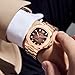 OLEVS Rose Gold Watch for Men Large Face Luxury Stainless Steel Analog Quartz Mens Dress Watches with Date Vintage Easy to Read Waterproof Men's Brown Octagonal Watch Luminous Reloj para Hombre