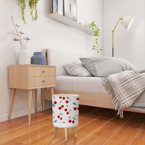 Caneca de basura pequeña con tapa diseño cereza roja 1.8 gal miniatura 4