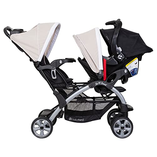 Baby Trend Sit N' Stand Multi-Use Easy Fold Travel Toddler And Baby Double Stroller With Safety Harness And Storage Basket, Modern Khaki #TOP2
