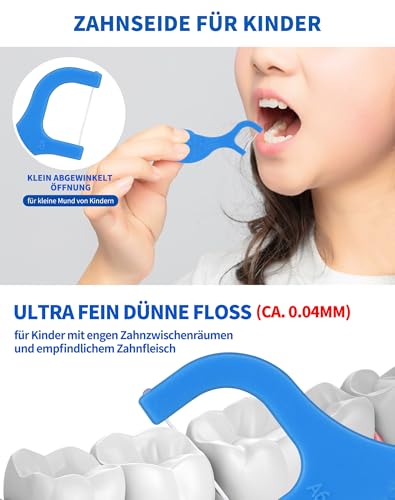 128 PCS Zahnseide Kinder Flossers Kid Zahnseide Sticks für engen Zahnzwischenräume Dental floss Kids Dental Sticks mit kindergerechtem Griff, 4 Ocean-Tierformen, bunte Farben – Bild 3