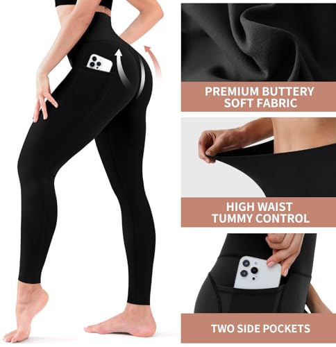 Pacote com 3 leggings femininas sem transparência, cintura alta, controle de barriga, ioga, treino,