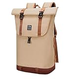 EverVanz Laptop-Rucksack, Damen & Herren Roll Top Wasserdichter Wanderrucksack, Leichter, Lässiger Rucksack, Stylische Schultasche