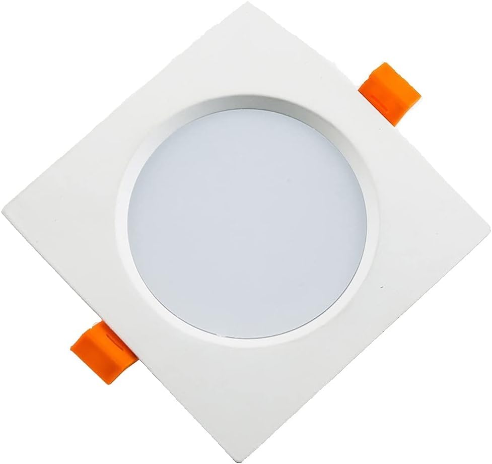 Focos empotrables de techo cuadrados blancos - Ángulo de haz de 120°, resistentes al fuego, con controlador, acabado mate, orificio de 75 mm(White Light)