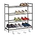 Relaxdays Regał na buty, metalowy, z 4 poziomami, można układać w stos, z możliwością rozszerzenia, wys. x szer. x gł. : 70 x 70 x 26 cm, do 12 par butów, czarny