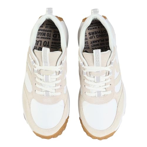 KEEN Tênis feminino Ks86 confortável durável estilo retrô, Branco de bétula/estrela, 38