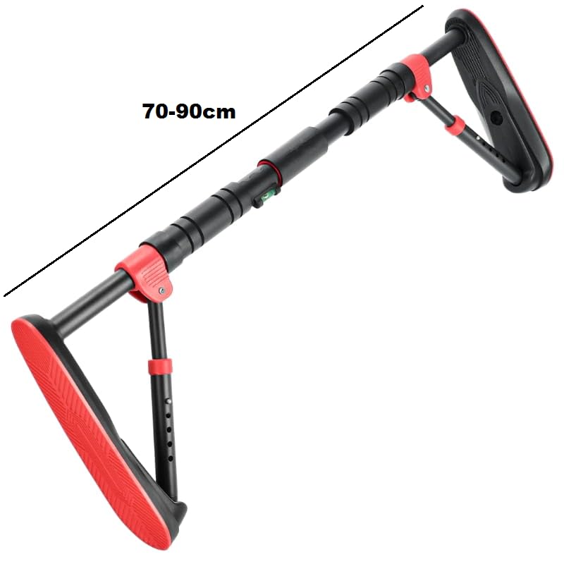 Image of LUVINA Pull Up Bars Wall Mounted Workout for Home, Length Adjustable Without Screw Anti-skid Grip Hanging Bar Rod Exercise Bar, Push-Ups, Sit-Ups, Stretching, and Height Increase Hanging Bar (Black + Red, 70cm - 90cm)