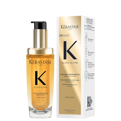 Kérastase Elixir Ultime LHuile Originale Nourishing Oil For All Hair Types Leave-In Treatment For Shine And Frizz Control 75ml Refillable Bottle