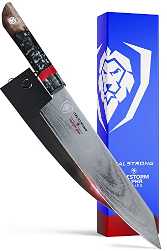 Dalstrong Chef Knife - 9.5 inch - Firestorm Alpha Series - Premium 10Cr15CoMoV High-Carbon Steel - Traditional Japanese Wa Stabilized Wood & Resin Handle - Kitchen Knife - Chef's Knife - w/Sheath