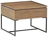 Rivet Axel Lift-Up Storage Wood and Metal Side End Table, Walnut and Black