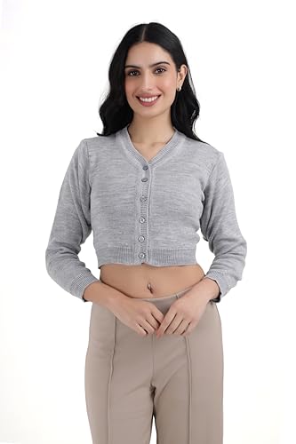 Image of Women Winter Wear V-Neck Full Sleeves Regular Fit Woollen Blouse