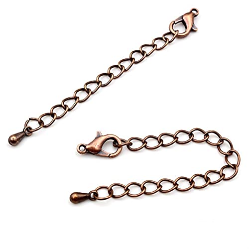 WXJ Connecteur Clasps de Lobster à la chaîne de Queue d'extension de 10 pcs/lot.DIY Bracelet Collier Bijoux Faire des résultats,50 70mm (Color : Copper, Size : 70mm)