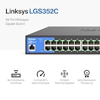 Linksys LGS352C-EU 48-Port Gigabit Managed Netzwerk-Switch mit 4 10G-Uplink-SFP+-Steckplätzen – Smart Ethernet-Hub / Splitter mit Metallgehäuse, Befestigung auf dem Schreibtisch oder an der Wand – Ansicht 2