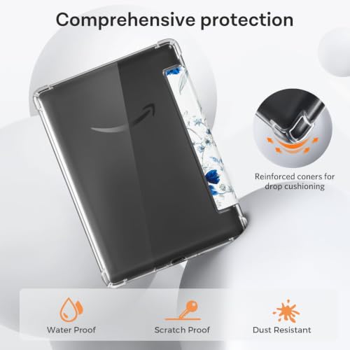 Image of CoBak Case for 6 Inch e-Reader, Ultra Clear Soft Flexible TPU Back Cover Light Shell, with Auto Wake /Sleep, not Compatible Kobo Claro, Floral Harmony