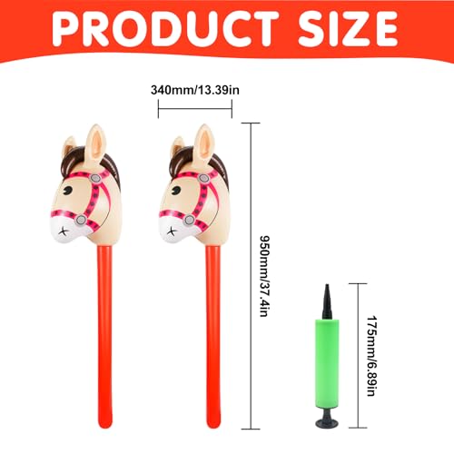 Steckenpferd Steckenpferde 2 Stück Pferdespielzeug Aufblasbares Pferd Hobby Horsing Stockpferd mit Ballonpumpe Hand für Cowboy Thematische Party Deko Festival Cosplay