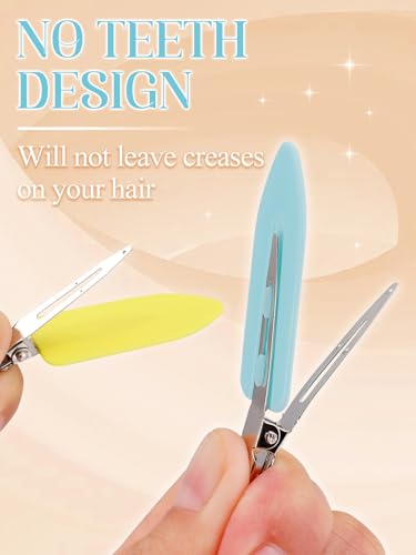 8Pcs No Bend No Crease Hair Clips - Styling Duck Bill Clips Alligator Hair Barrettes for Styling Sectioning Small Gifts for Women Girl Salon Hairdressing Bangs, Yellow & Blue & Pink & Black - Thumbnail 3