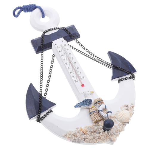 Homoyoyo Ankerförmiges Thermometer und Eisen mit Kleiderhaken Maritimer Wandhaken im Mediterranen Stil zur Raumtemperaturmessung und Dekoration