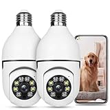 oneware Light Bulb Security Camera HD Pan Tilt Wireless 360 Degree Floodlight Night Vision 5Ghz with Floodlight Human Motion Detection and Alarm 2pack