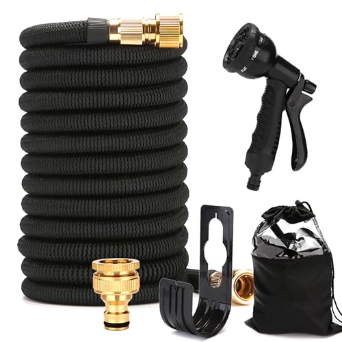 Expandable Garden Hose 15M/50FT, Never Kink Flexible Hose Pipe, with 8 Modes, Expandable Garden Hose for Pet Car Washing, Cleaning, Watering Lawn and Garden(Reaching 50FT After Expansion)