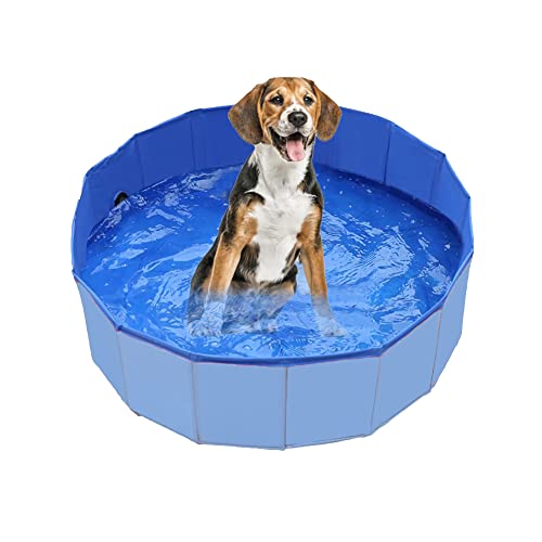 HCKZ Piscina para Perros y Gatos, Piscina Plegable, Piscina Infantil para Perros, bañera para Perros, Piscina Plegable para niños y Perros y Gatos, PVC Antideslizante,Azul,140×30cm Cover