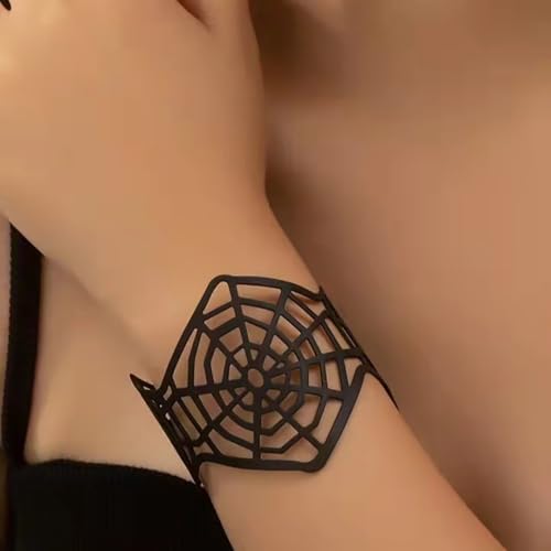 Spider Web Bangle Cuff Bracelet for Women Punk Halloween Costume Party Open Adjustable Wide Cuff Wrist Bracelets Fashion Exaggerated Hollow Out Jewelry Gifts2