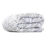 AmeliaHome Floria Couette 200 x 200 cm Anti-Allergique imprimée en Microfibre Blanche et Grise Feuilles Facile d'entretien Douce et légère Toute l'année
