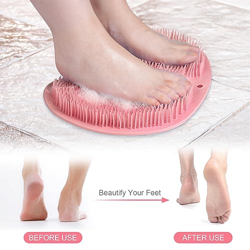 ACWOO Fußbürste Große, Fußwäscher Fuss Wäscher Bath Massage Pad mit Rutschfesten Saugnäpfen, Fußbad Fußmassagegerät Dusche Fußwaschmatte Foot massager für Pediküre, Fußpflege Entspannung(Rosa) 4