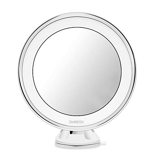 Lighted Makeup Mirror with Swivel Suction Cup - Wall Mounted, 10X Magnifying Travel Vanity Mirror Powered by USB or Battery, Portable Bathroom Makeup Mirror 360° Rotation for Cosmetic and Shaving - Thumbnail 7