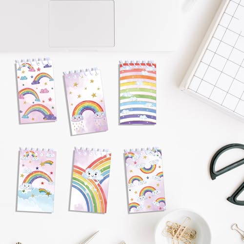 Lot de 24 mini carnets à spirales arc-en-ciel imperméables pour note de bureau - 6