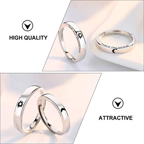 2 Unidades Sol Lua Anel Aberto Anel Personalizado Anéis De Polegar Empilháveis Anel Midi Anel De Cas