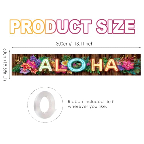 Image of Nuxovilar Aloha Banner Hawaiian Party Decorations 118.11x19.68 Inches