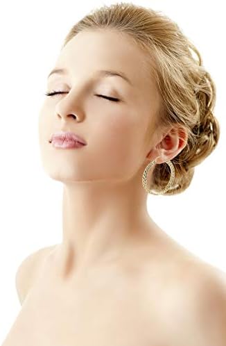 Yumay 9CT Yellow Gold Hoop Earrings for Women and Girls,3 Layer Hand-Tiwsted Ladies Earrings(40MM)