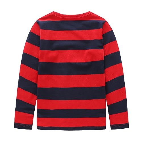 Image of Boys Rainbow Striped Shirt Cotton Long Sleeve T-Shirts