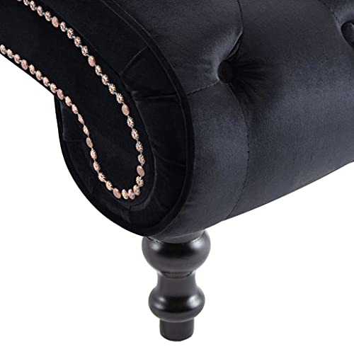 vidaXL Chaiselongue Samt dick gepolstert Home Modern Sleeper Sofa Liege Couch für Schlafzimmer Wohnzimmer Freizeit Club Stuhl Sofa Bett Schwarz