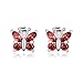 Amazon Essentials Sterling Silver Genuine Garnet Butterfly Stud Earrings