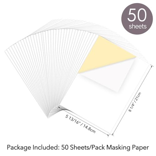 Briartw 50 Sheets/Pack Masking Paper for Crafting, Repositionable Low-Tack Adhesive Sheets, Stamp and Die Paper Masks -Size: 14.8x21cm/5.83x8.27inch