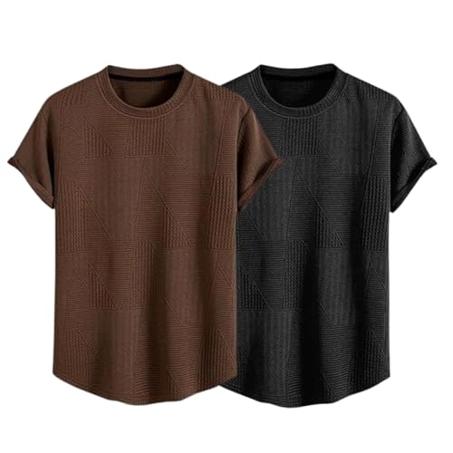 Image of GRECIILOOKS T Shirt for Men Poly Cotton | Textured Oversized Fit Man t-Shirt | Round Neck Half Sleeve Men t-Shirt's (Available in Plus Size)