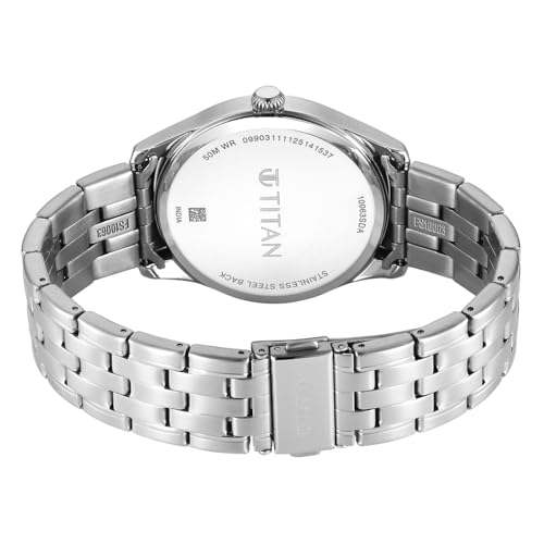 Image of Titan Neo Roman Analog with Silver White Dial Silver Stainless Steel Strap Watch for Men - 10063SM01